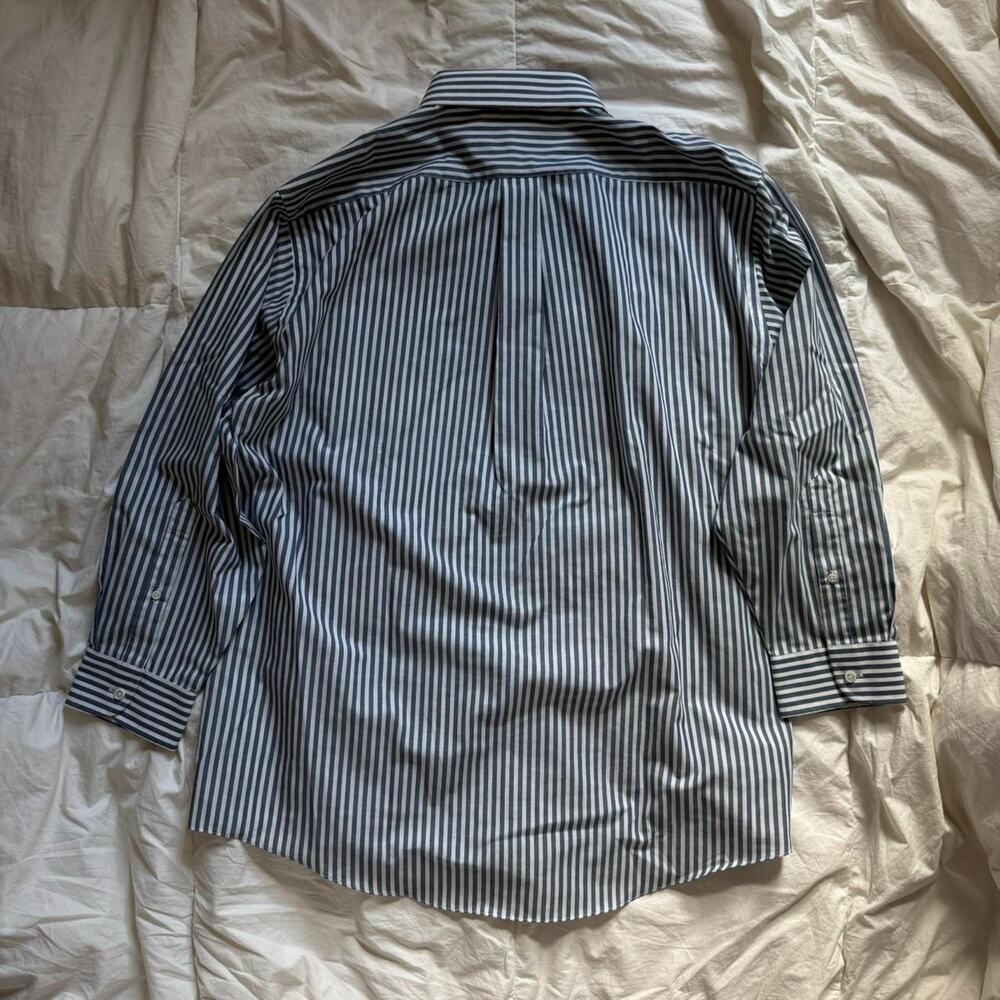 Stafford Vintage blue white striped button down shirt sz XL broadcloth academia - Picture 5 of 7